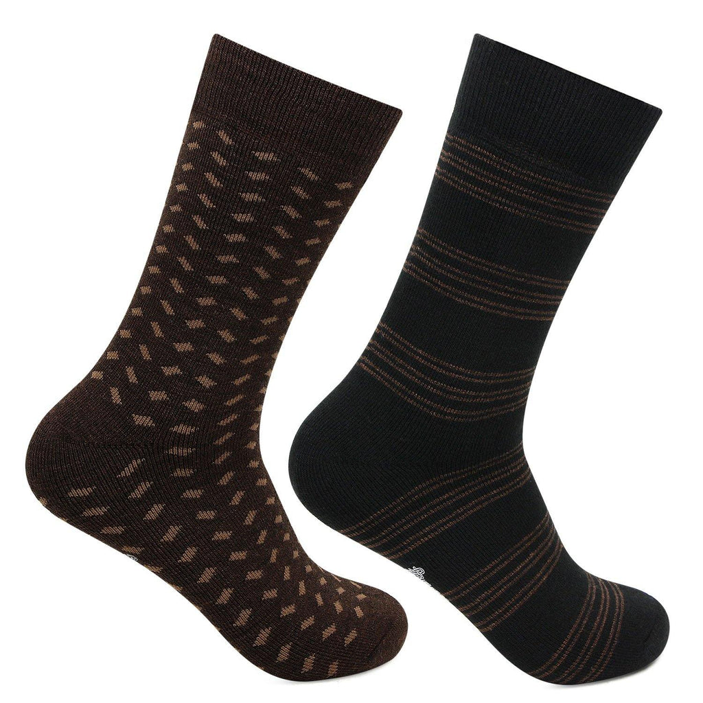 Men's Multicolored Cushioned Woolen Crew Socks - Pack Of 2 - Bonjour Group