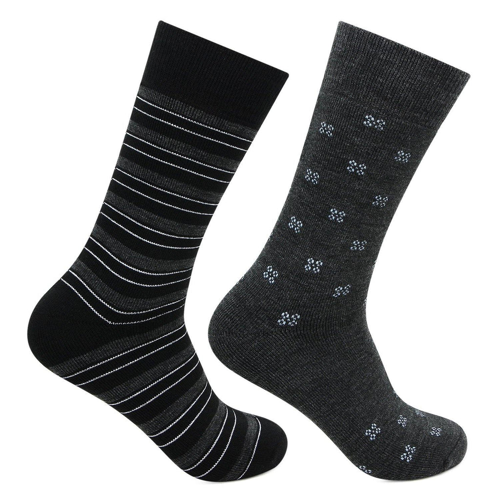Men's Multicolored Cushioned Crew Woolen Socks - Pack of 2 - Bonjour Group
