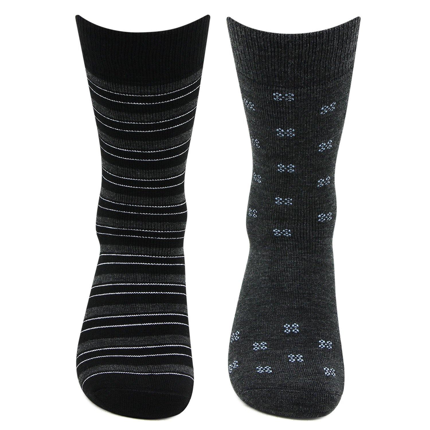 Men's Multicolored Cushioned Crew Woolen Socks - Pack of 2 - Bonjour Group
