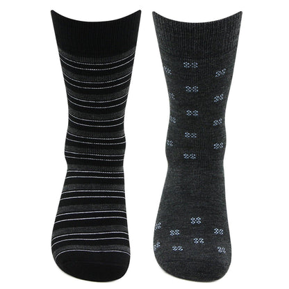 Men's Multicolored Cushioned Crew Woolen Socks - Pack of 2 - Bonjour Group