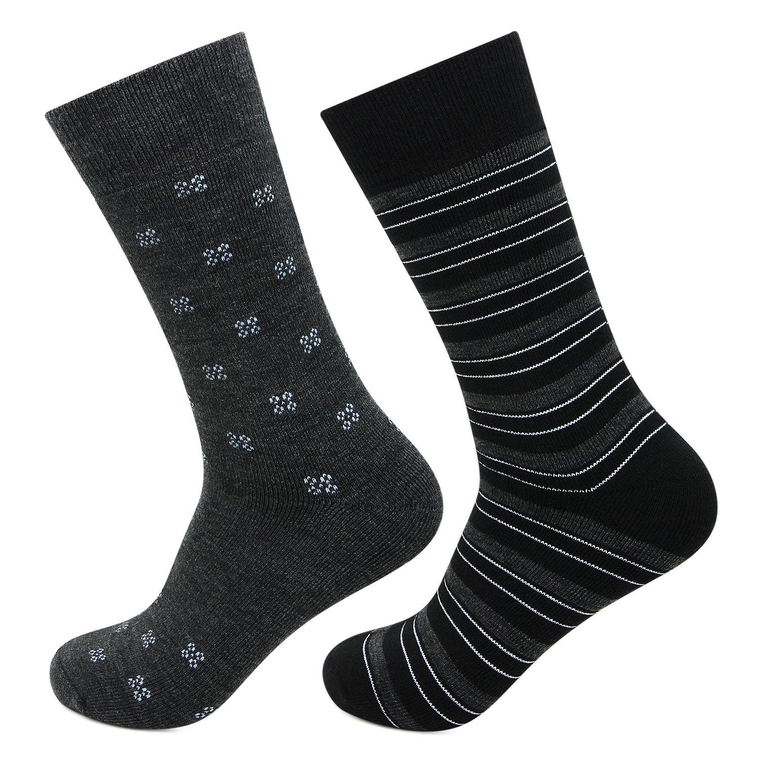 Men's Multicolored Cushioned Crew Woolen Socks - Pack of 2 - Bonjour Group