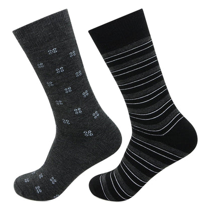 Men's Multicolored Cushioned Crew Woolen Socks - Pack of 2 - Bonjour Group