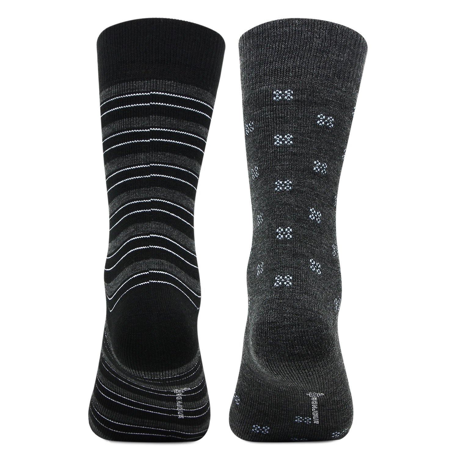 Men's Multicolored Cushioned Crew Woolen Socks - Pack of 2 - Bonjour Group