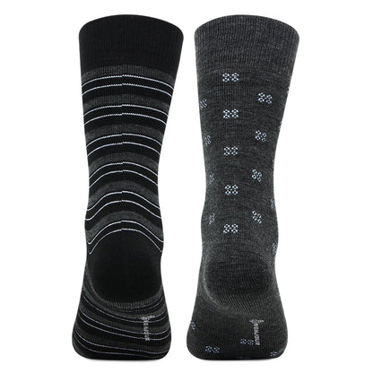 Men's Multicolored Cushioned Crew Woolen Socks - Pack of 2 - Bonjour Group