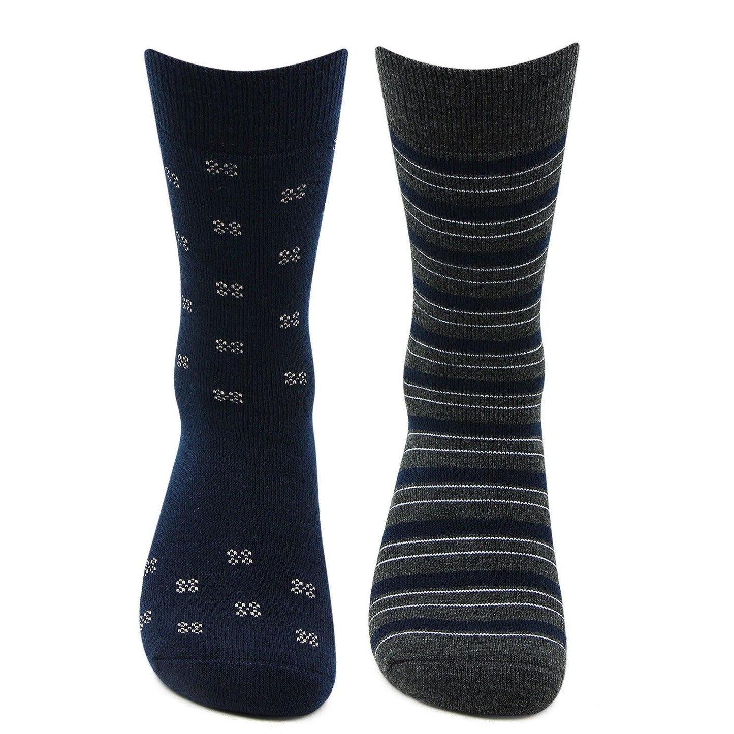 Men's Multicolored Cushioned Woolen Crew Socks - Pack Of 2 - Bonjour Group