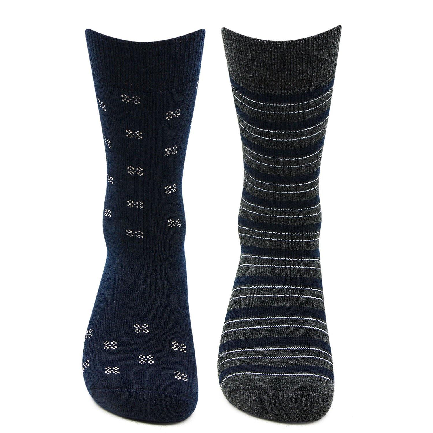 Men's Multicolored Cushioned Woolen Crew Socks - Pack Of 2 - Bonjour Group
