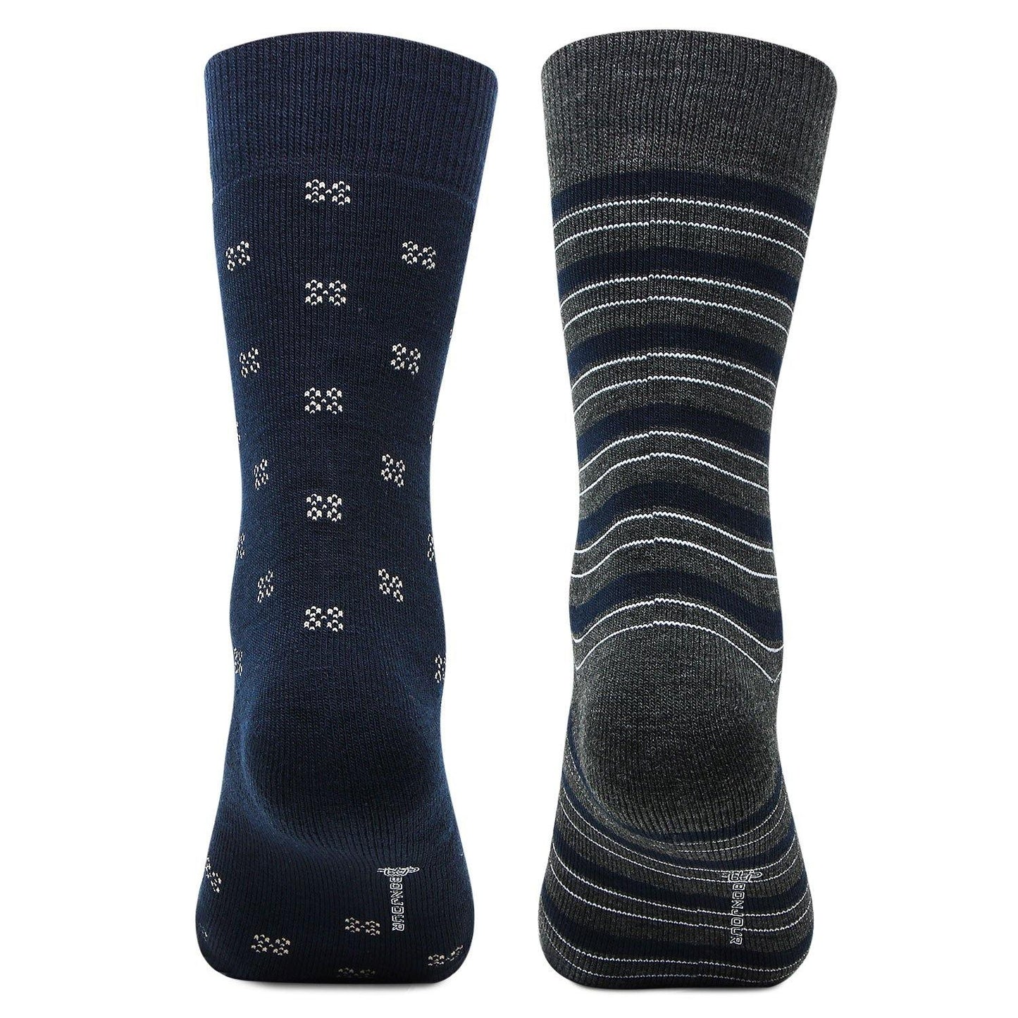 Men's Multicolored Cushioned Woolen Crew Socks - Pack Of 2 - Bonjour Group