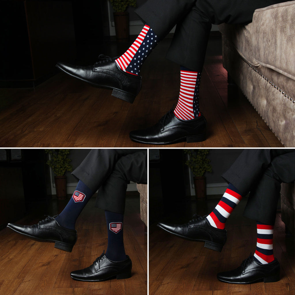 Men's American Print Luxurious Formal Socks - Pack of 3
