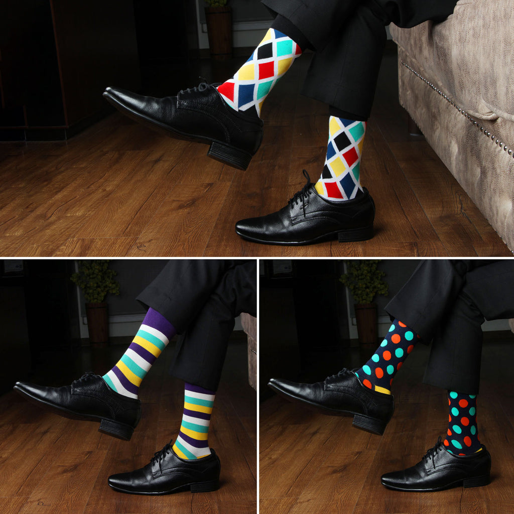 Men's Jazzy Multi color Bold Socks - Pack of 3