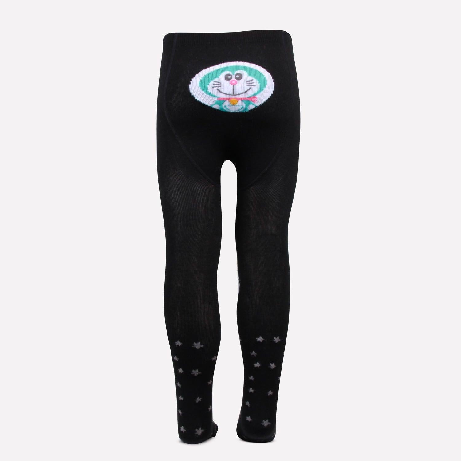 Doraemon Printed Cotton  Tights For Baby Girls & Baby Boys - Black