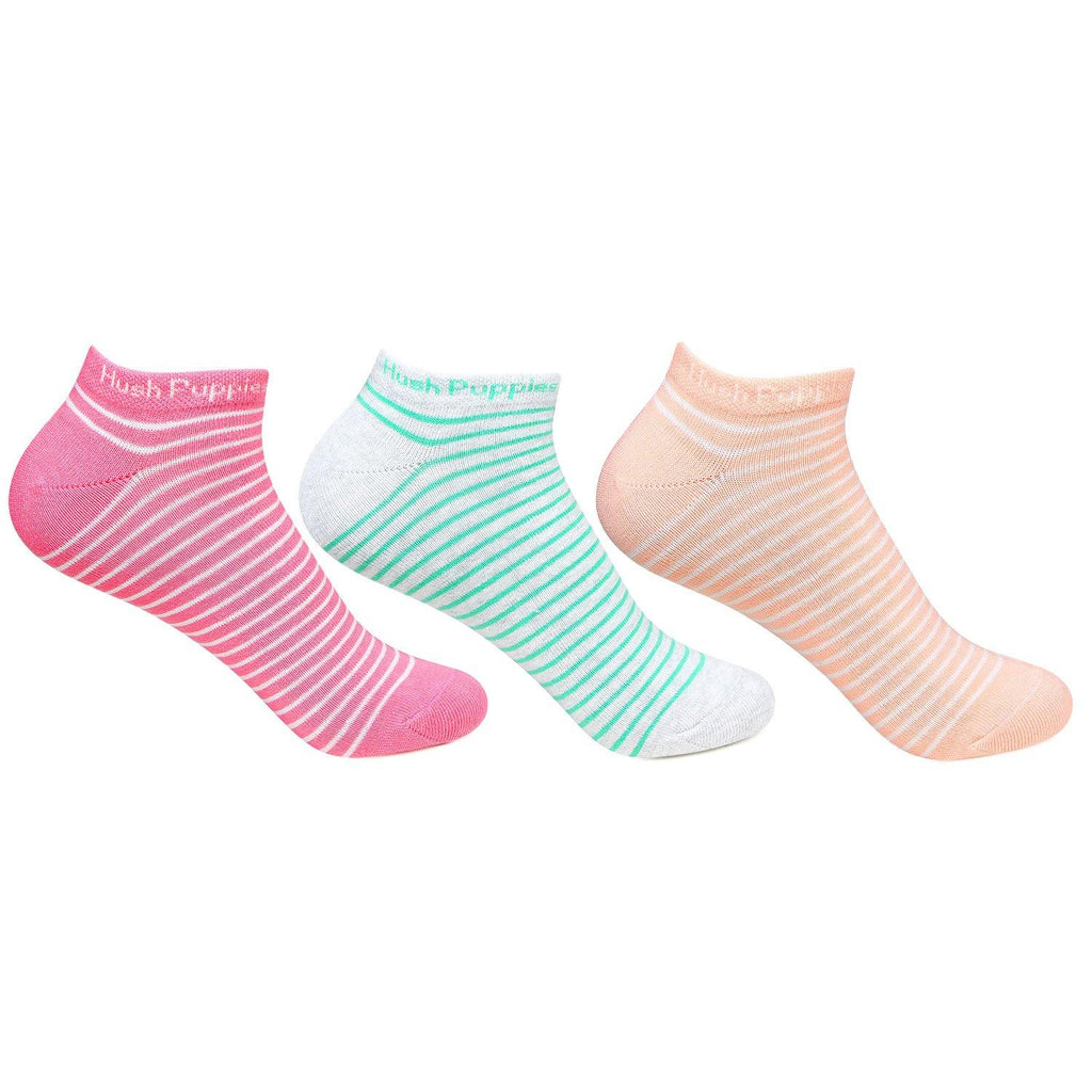 Hush Puppies Women's Stripe Low Ankle Socks - Pack of 3 - Bonjour Group