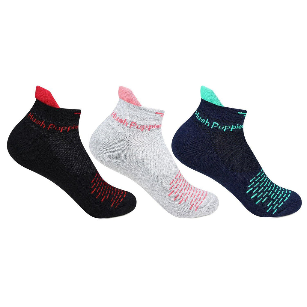 Hush Puppies Women's  Multicolored Cushioned Ankle Socks - Pack of 3 - Bonjour Group