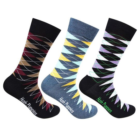 Hush Puppies Men's Multicolored Crew Socks - Pack of 3 - Bonjour Group