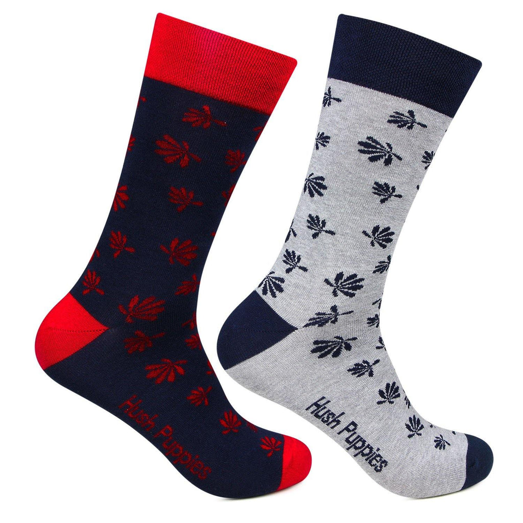 Hush Puppies Men's Multicoloured Floral Design Crew Socks - Pack of 2 - Bonjour Group