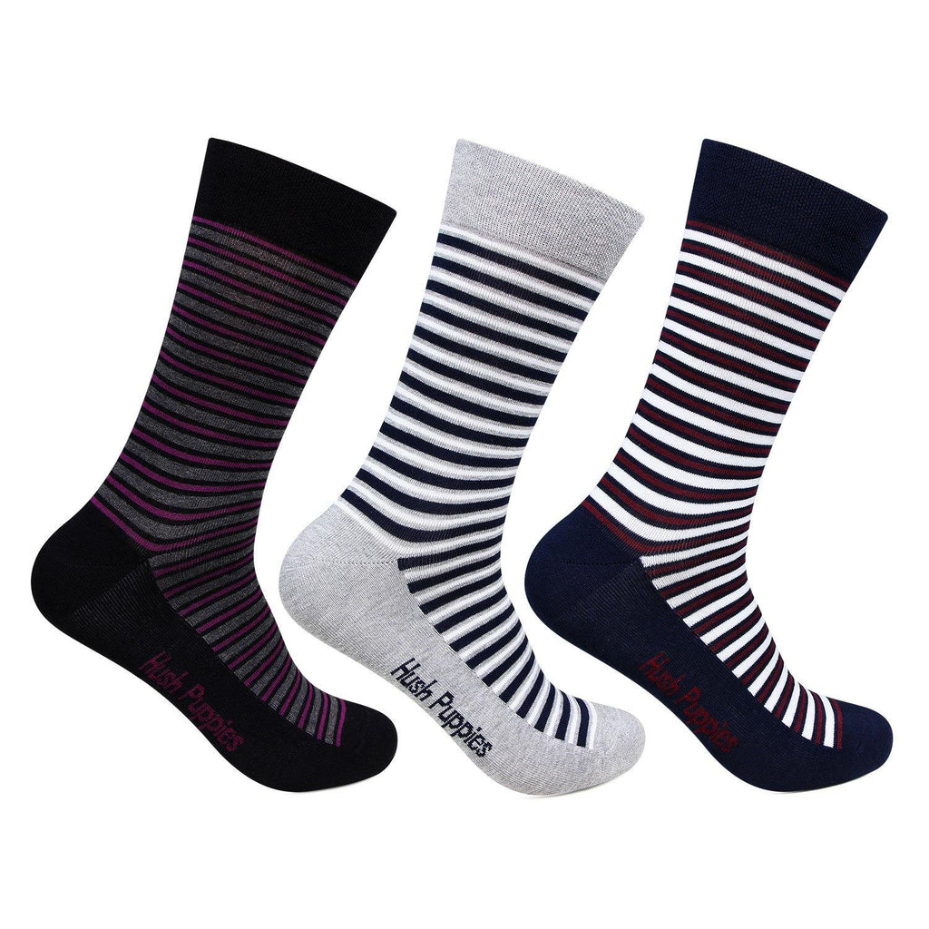 Hush Puppies Men's Multicolored Crew Socks -  Pack of 3 - Bonjour Group