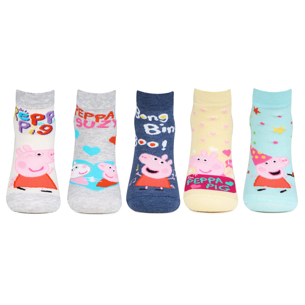 Peppa Pig Anklet Socks for Kids- Pack of 5