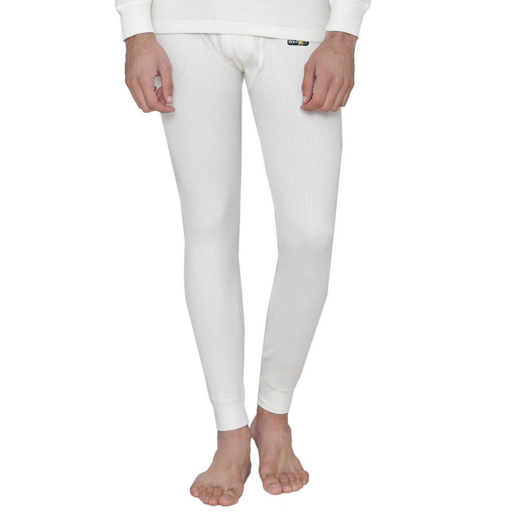 Men's Plain Regular Fit Thermal Bottom - Off White  