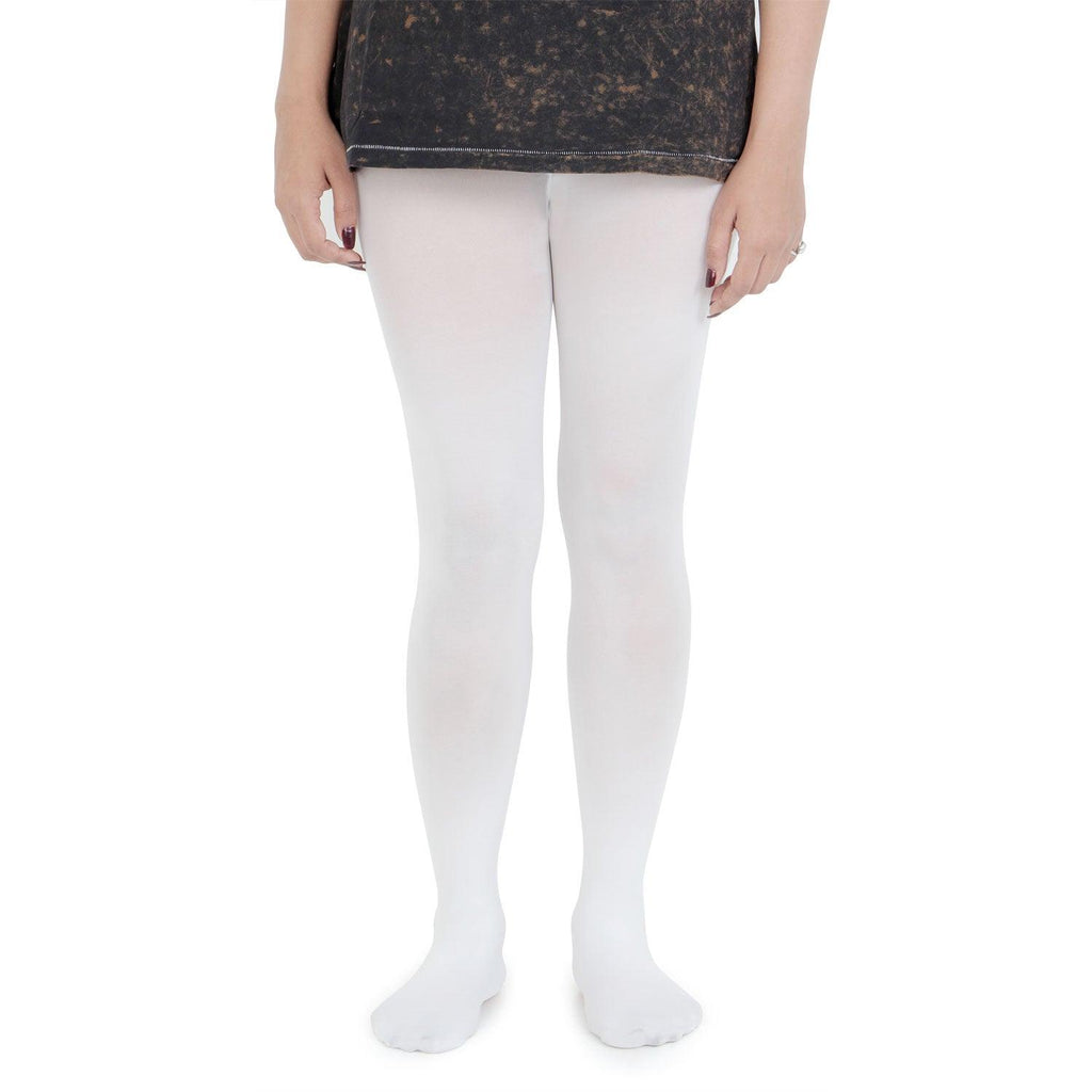 Plain Knitted Tights For Girls - White – BONJOUR