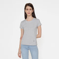 Plain Casual Half Sleeve Women's T-Shirt For Summer With Round Neck- Light Grey