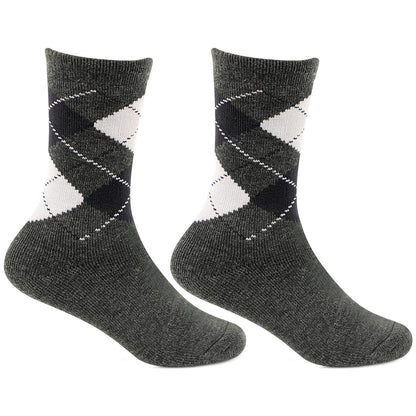 Argyle Pattern Woolen Crew Socks