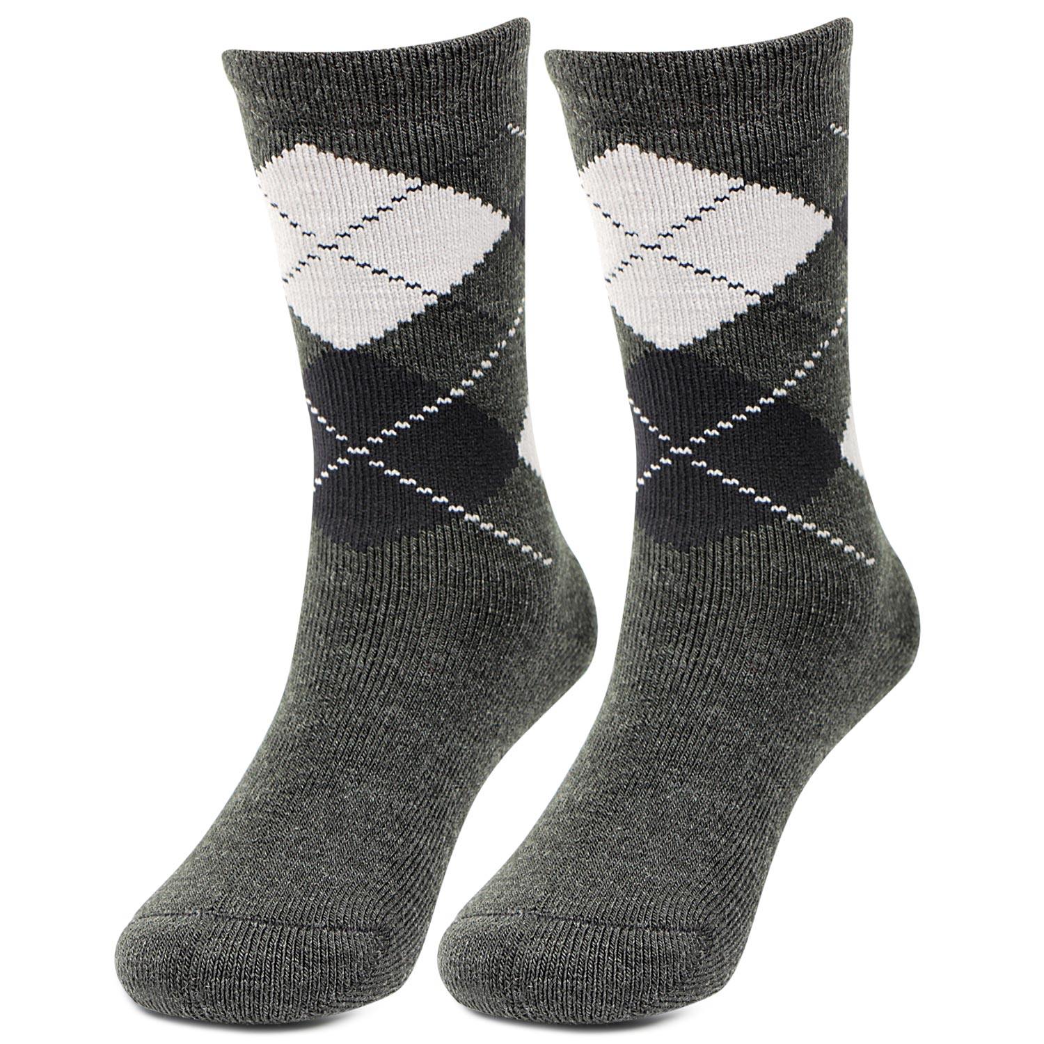 Argyle Pattern Woolen Crew Socks