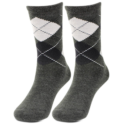 Argyle Pattern Woolen Crew Socks