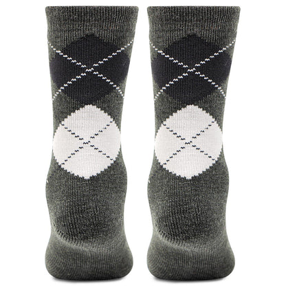 Kids Argyle Pattern Woolen Crew Socks (Dark Grey)- Pack of 2 - Bonjour Group