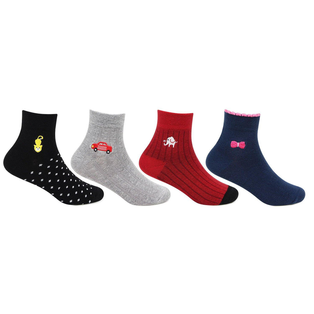 Unisex Kids Multi color Designer  Socks -Pack Of 4 - Bonjour Group