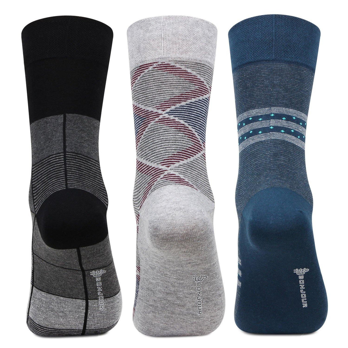 Office Socks Men Formal Full Length Business/ Office Socks - Pack Of 3 – BONJOUR