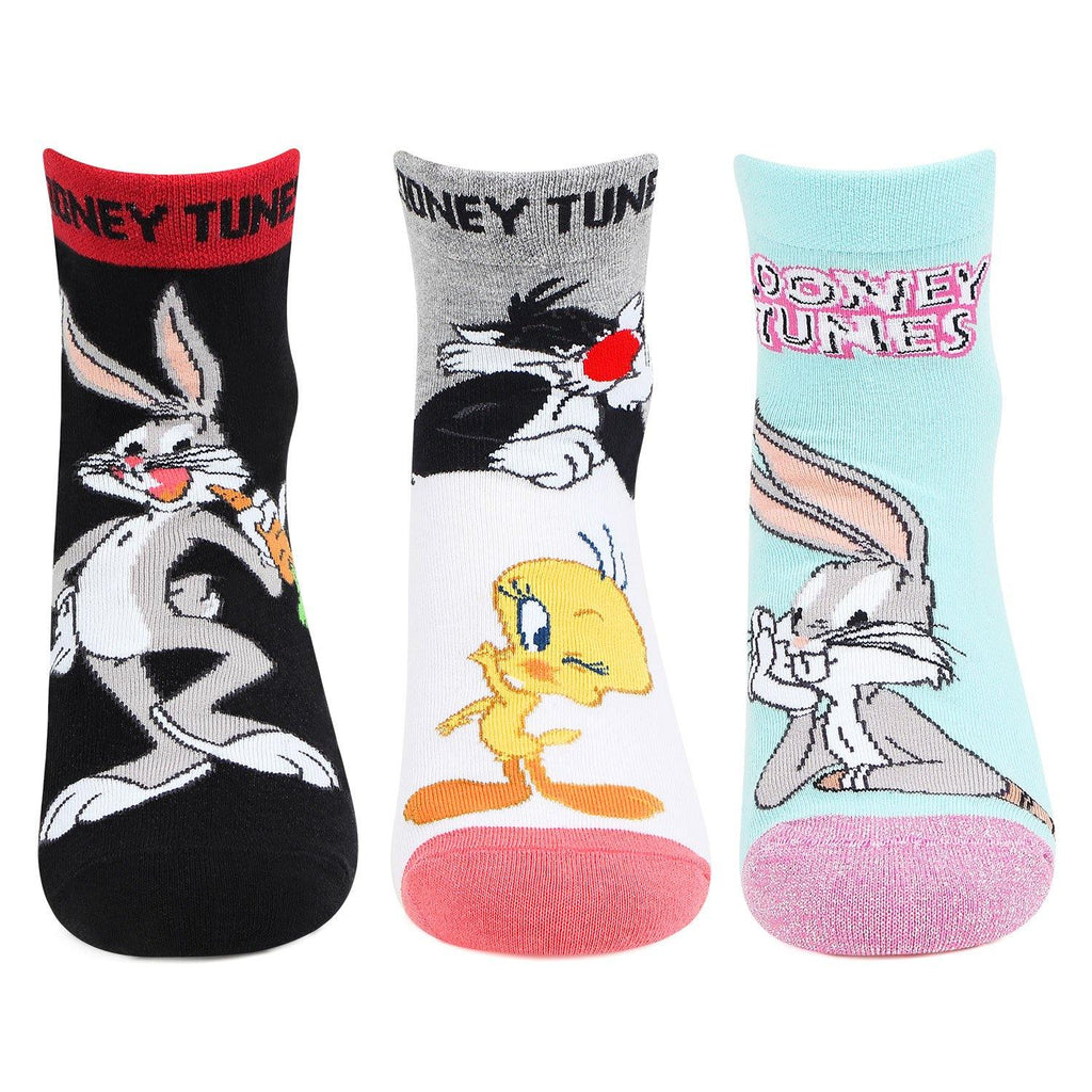 Looney Tunes Multicolored Ankle- Length  Socks For Girls - Pack Of 3 - Bonjour Group