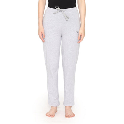 Vami Plain Cotton Rich Relax Lower For Women - Light Grey - Bonjour Group