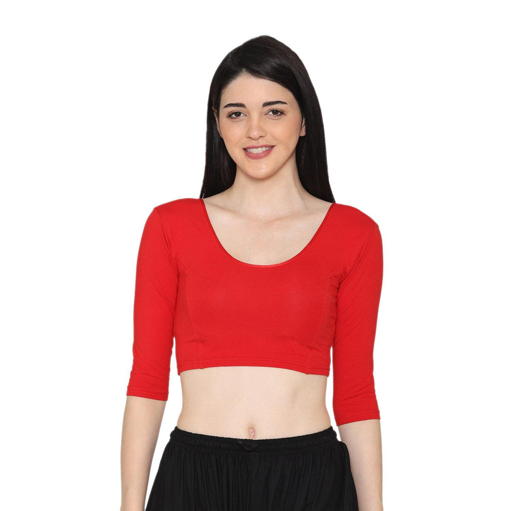 Red Color Half Sleeves Blouse For Women
