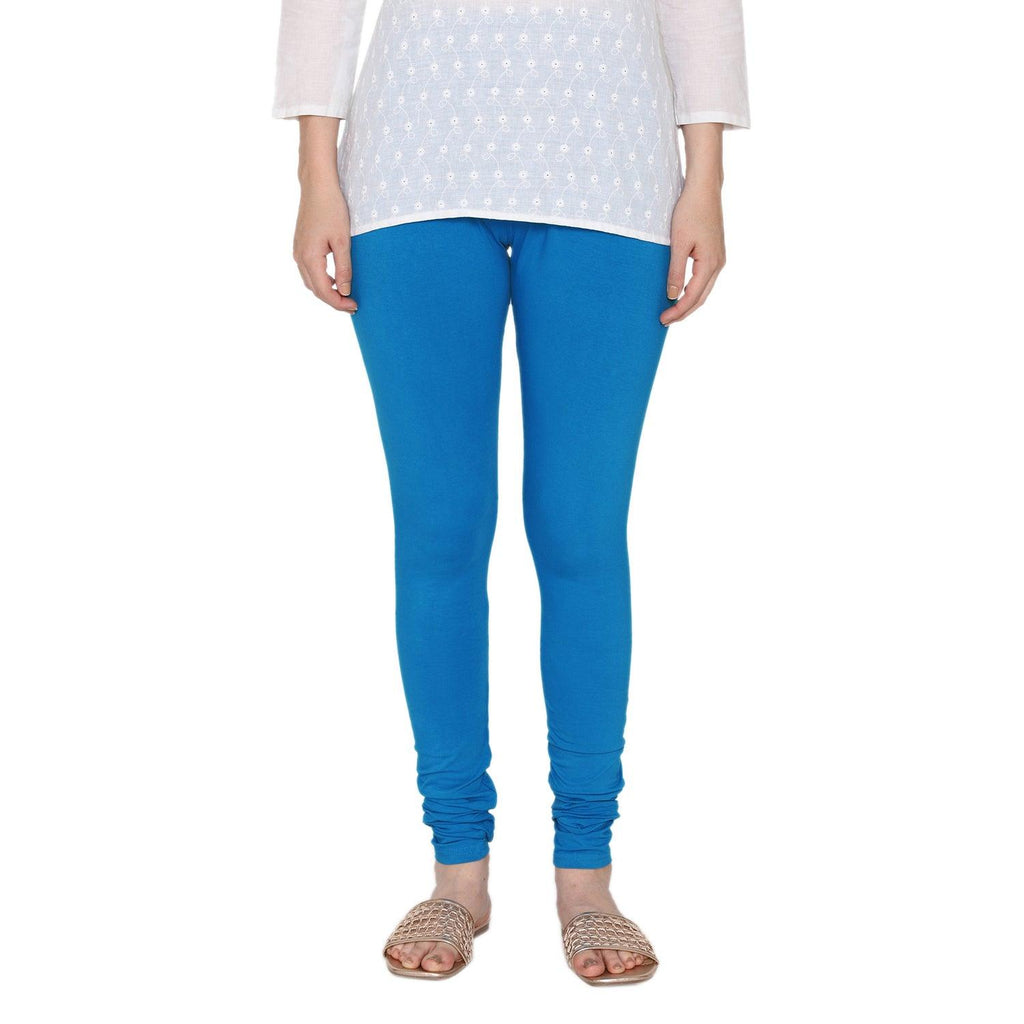 Vami Women's Cotton Stretchable Churidar Legging -Turquoise
