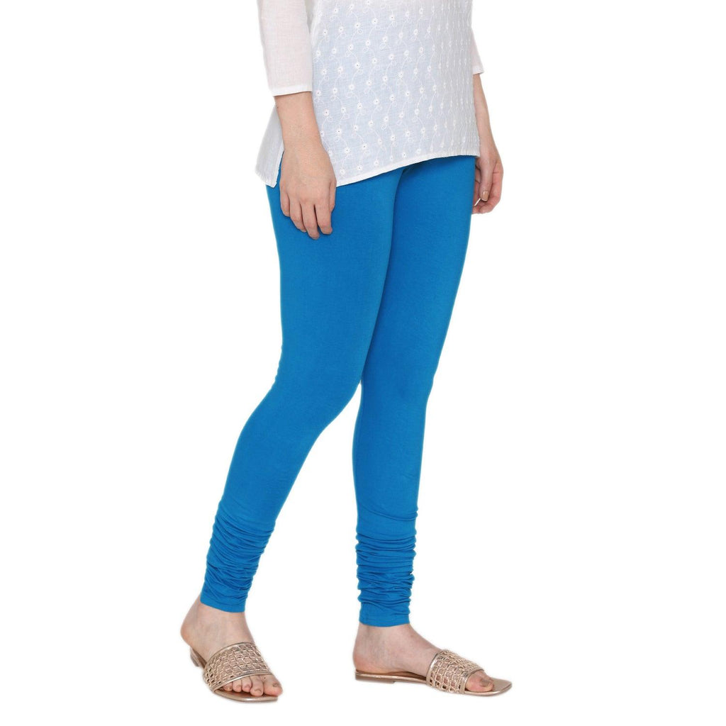 Vami Women's Cotton Stretchable Churidar Legging -Turquoise – BONJOUR