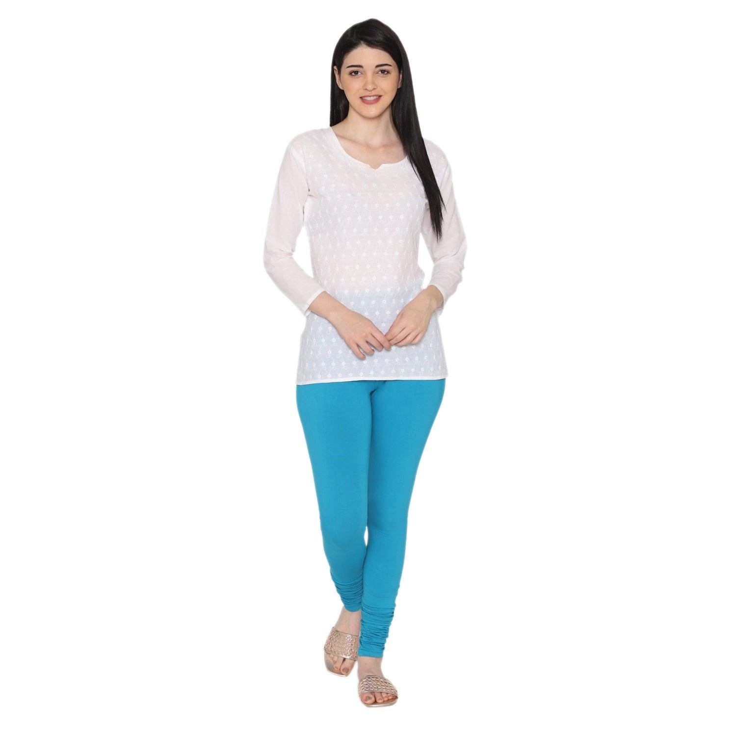 Vami Women's Cotton Stretchable Churidar Legging - Sapphire