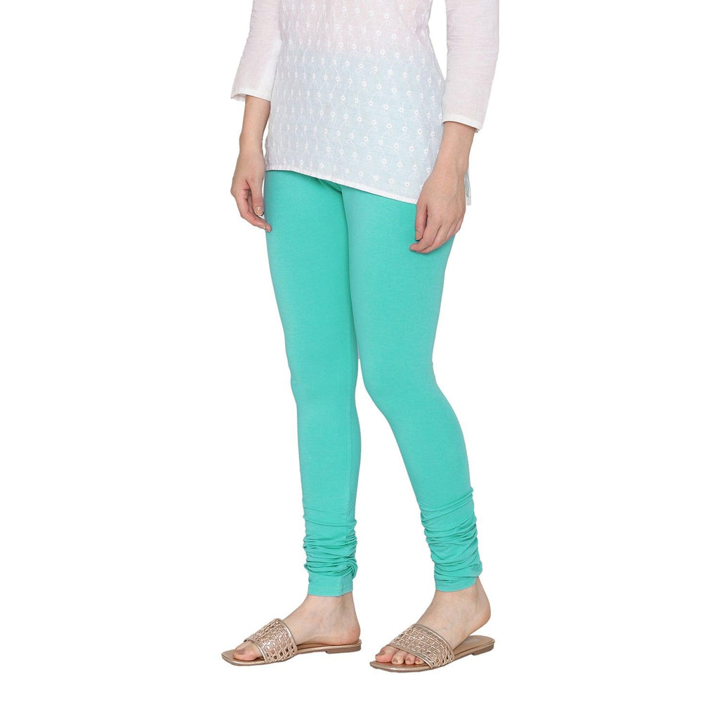 Women's Cotton  Churidar Legging - Aqua Sea