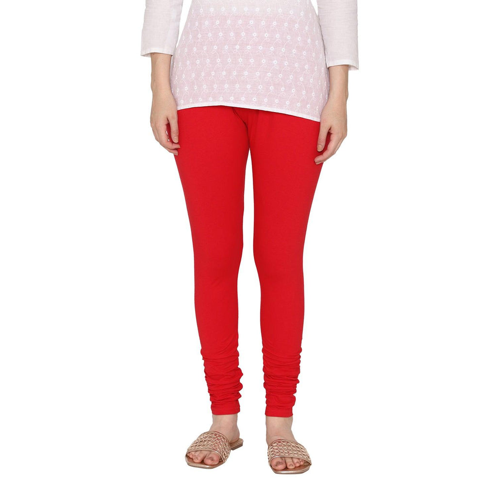 Vami Women's Cotton Stretchable Churidar Legging - Red – BONJOUR