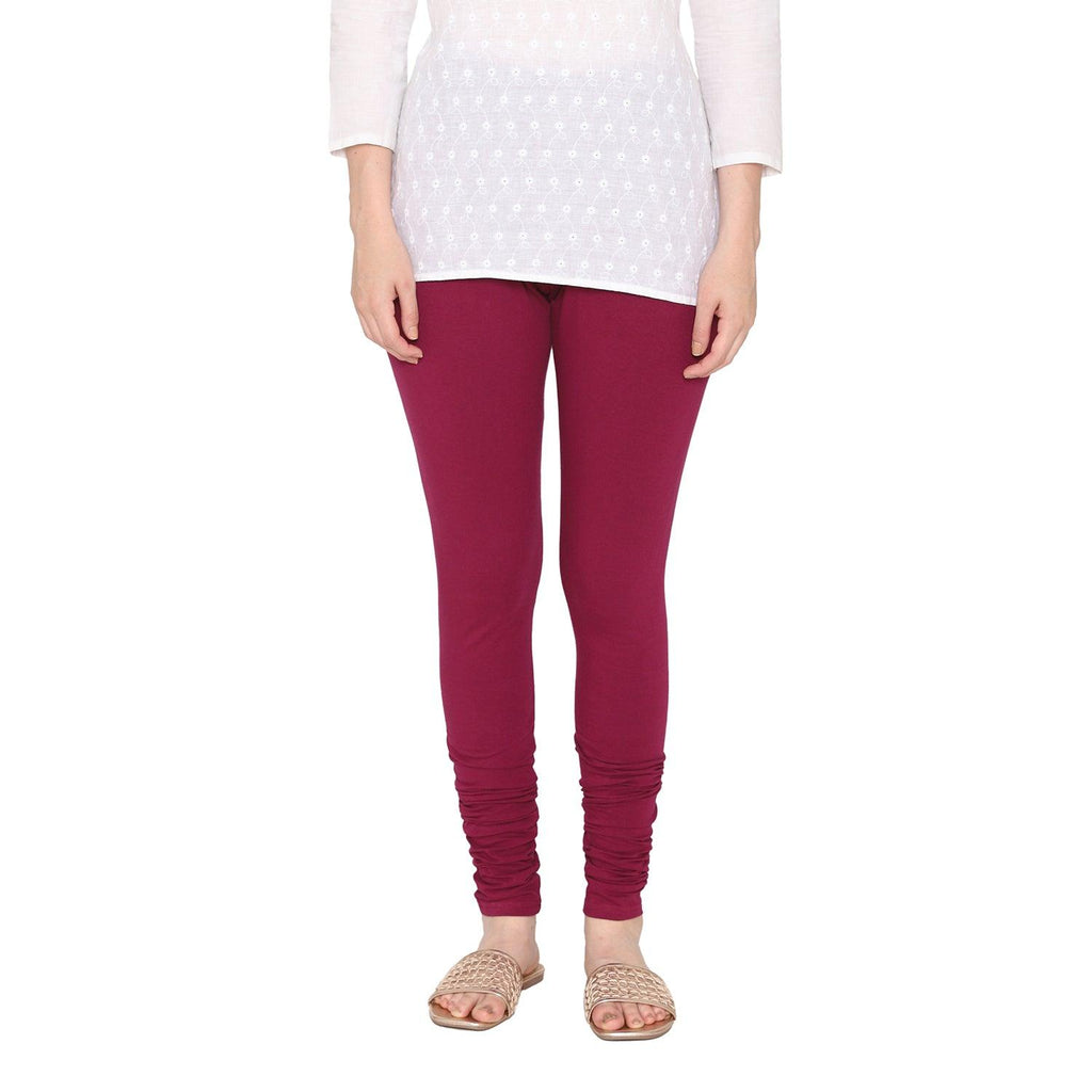 Women's Cotton Stretchable Churidar Legging - Violet