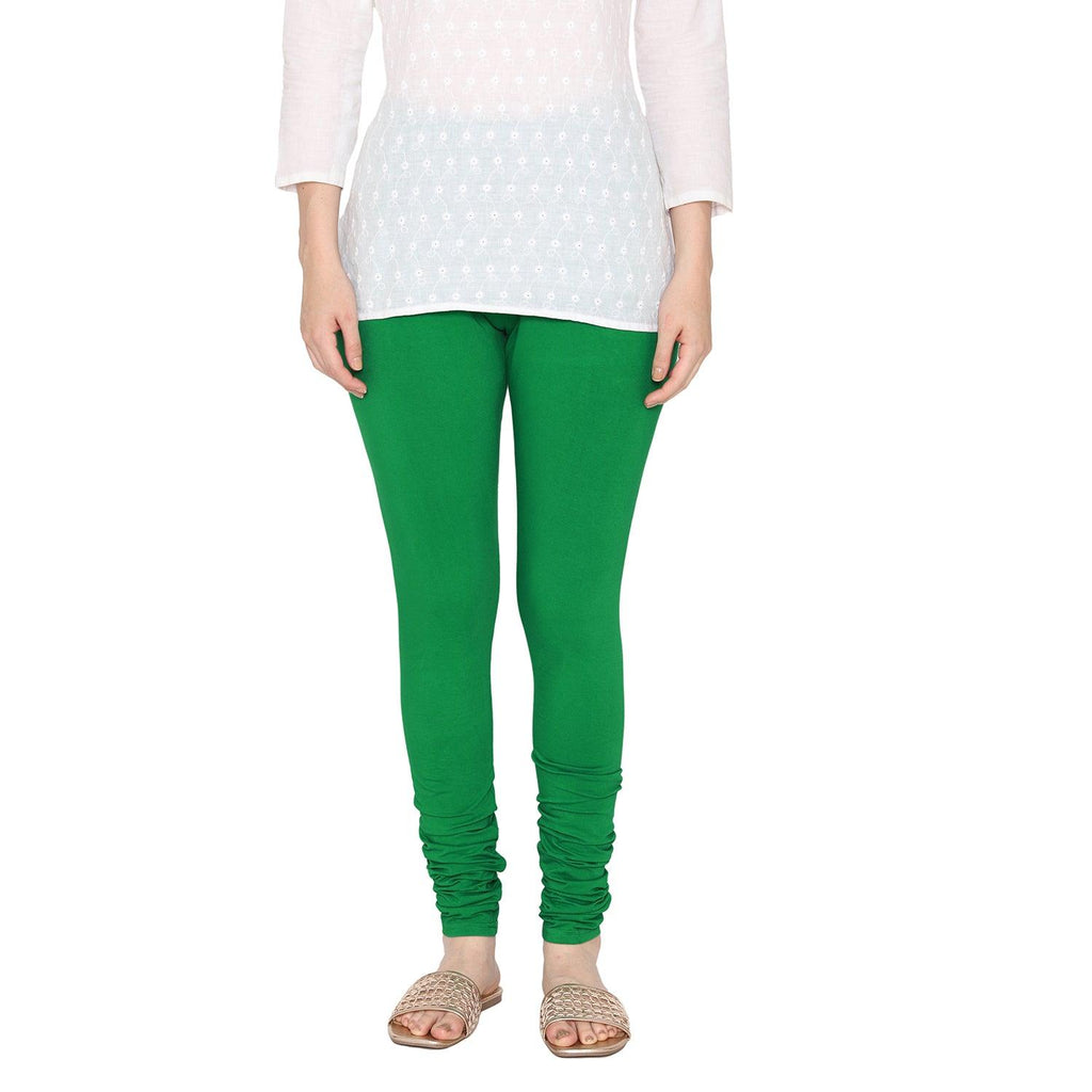 Women's Cotton Stretchable Churidar Legging - Pepper Green