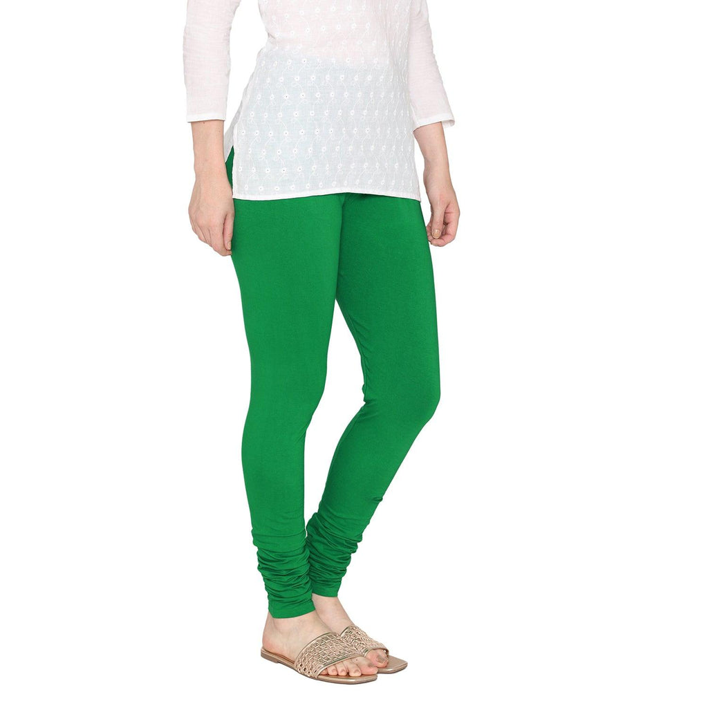 Vami Women's Cotton Stretchable Churidar Legging - Pepper Green