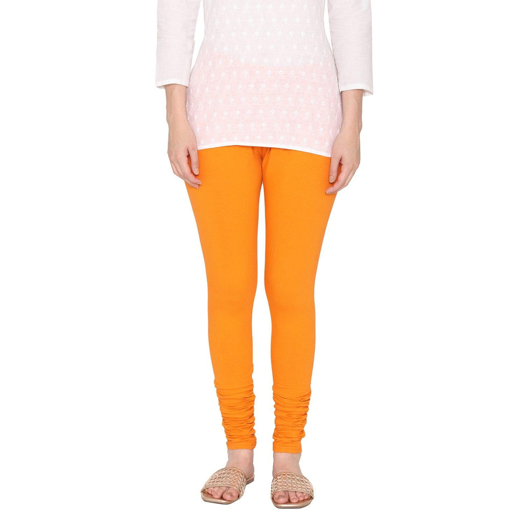 Women's Cotton Stretchable Churidar Legging - Vibrant Orange 