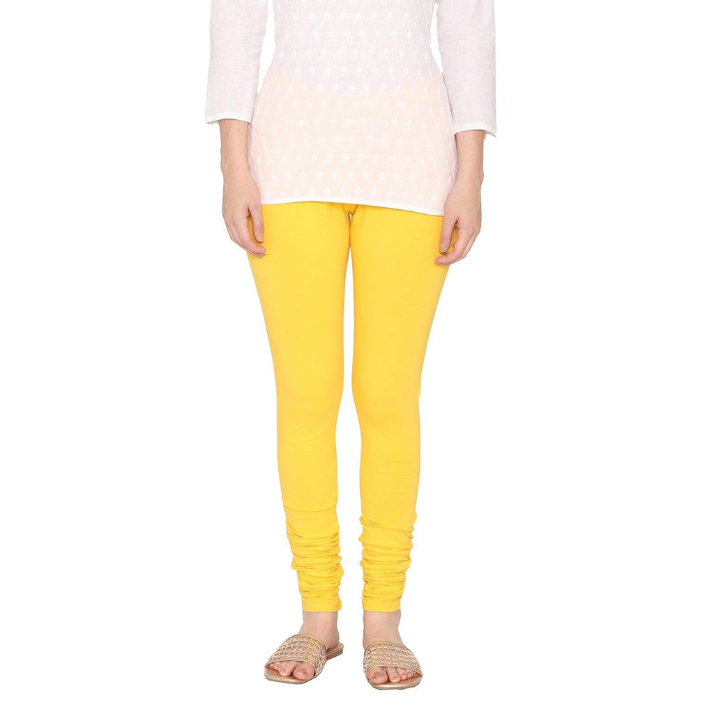 Vami Women's Cotton Stretchable Churidar Legging - Sun Flower