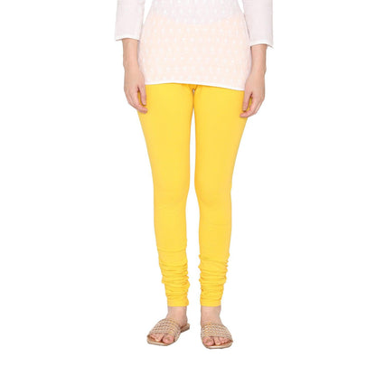 Women's Cotton Stretchable Churidar Legging - Sun Flower