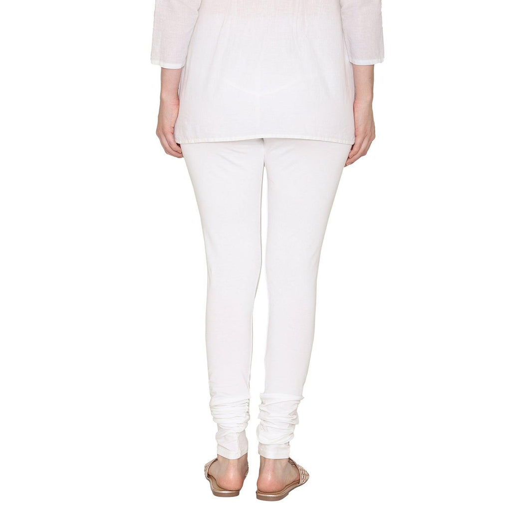 Women s Cotton Churidar Leggings Free Size Off White BONJOUR