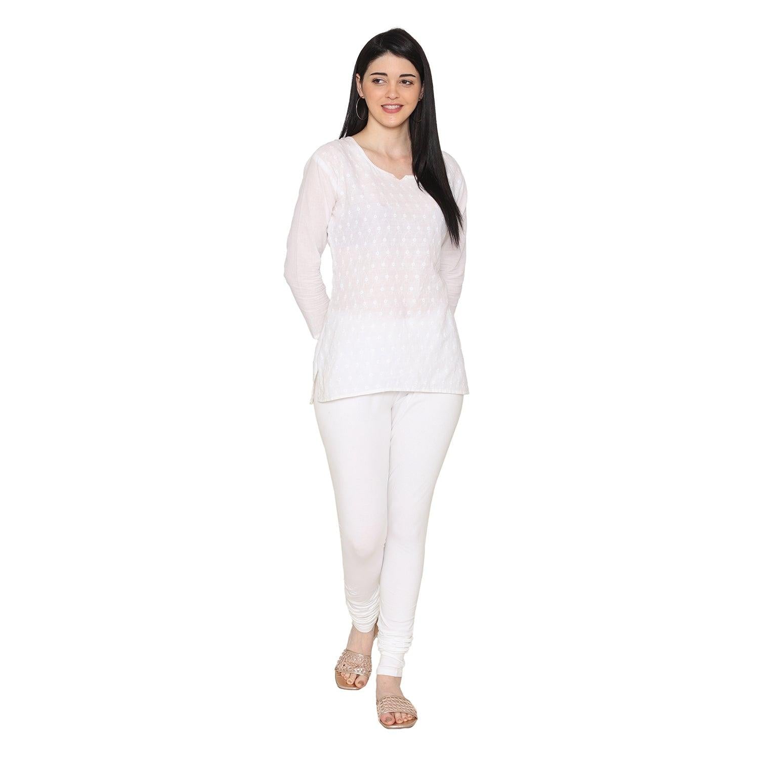 Ladies Plain White Legging For Ladies