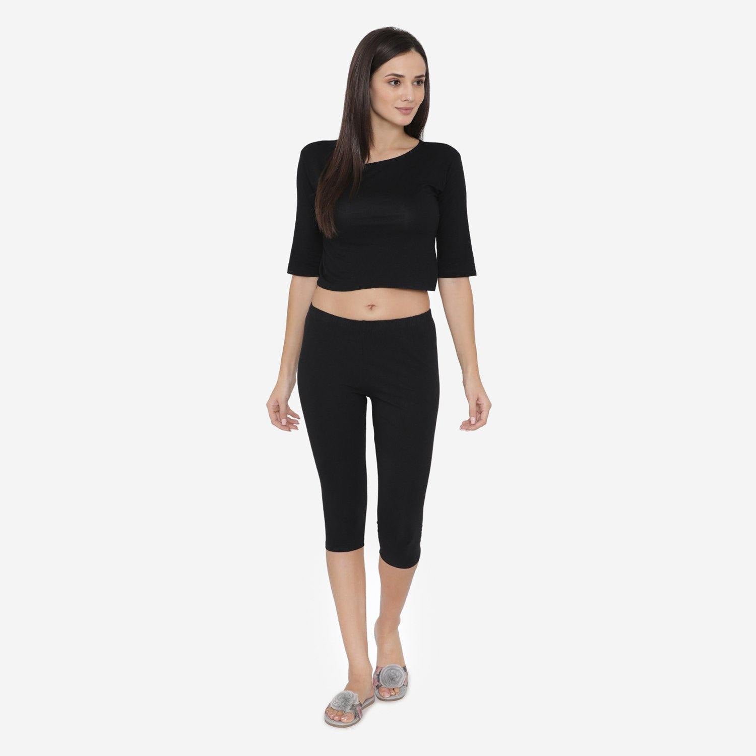 Women's Comfy Classy Capri Leggings - Black - Bonjour Group
