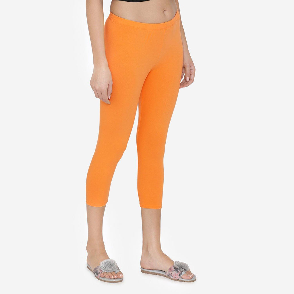 Women's Comfy Classy Capri Leggings - Vibrant Orange – BONJOUR