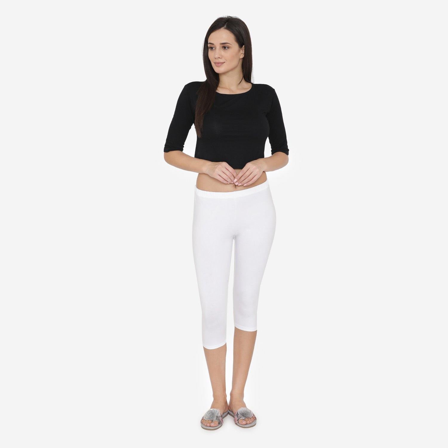 Women's Comfy Classy Capri Leggings - White - Bonjour Group