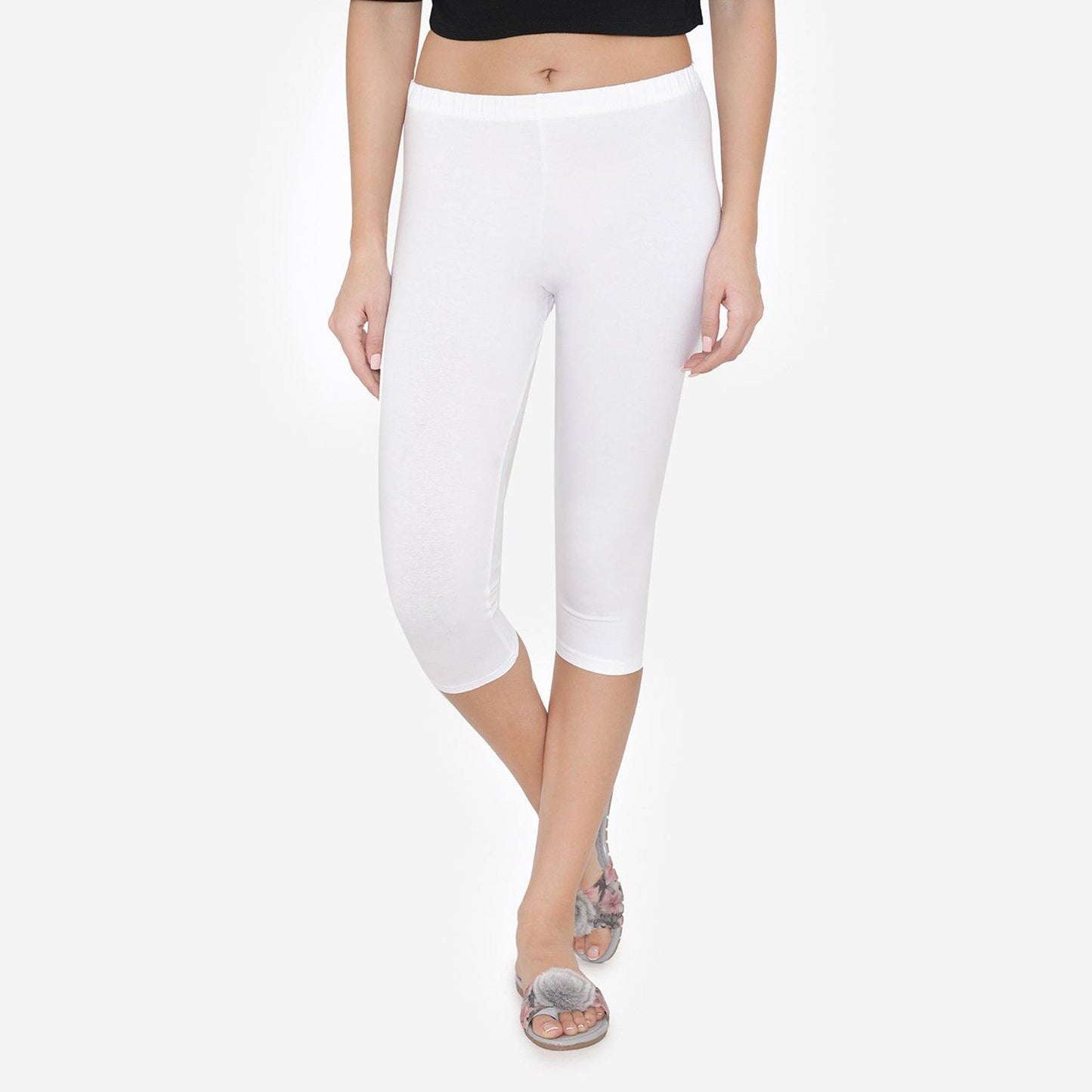 Women's Comfy Classy Capri Leggings - White - Bonjour Group