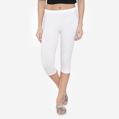 Women's Comfy Classy Capri Leggings - White - Bonjour Group